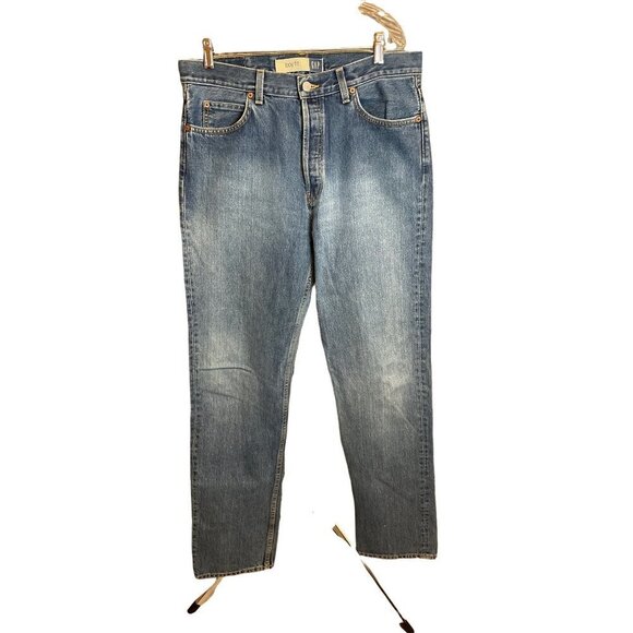 Gap High Rise Boy Fit Medium Wash Button Fly Jeans Sz 12 Long - Picture 1 of 9